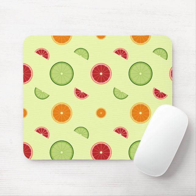 Orange Slice Seamless Pattern Mouse Mat (With Mouse)