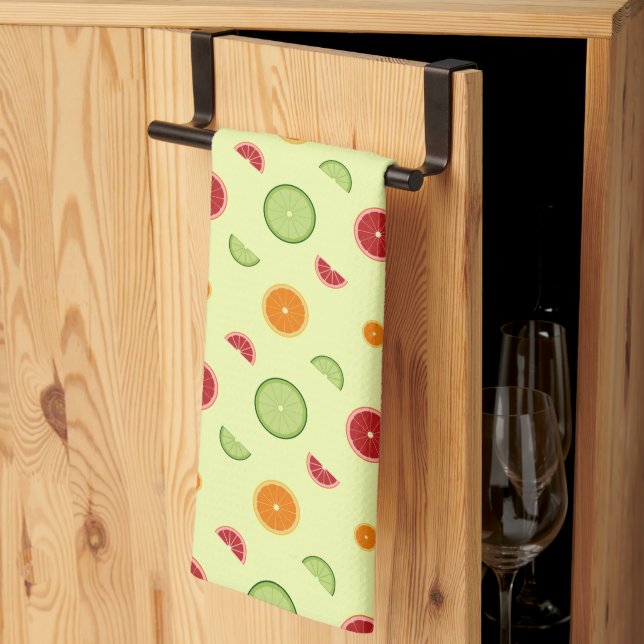 Orange Slice Seamless Pattern Tea Towel (Thirds Fold)
