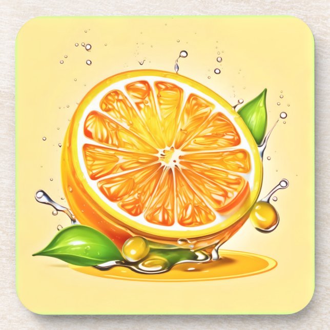 Orange Slice Splash Coaster (Front)