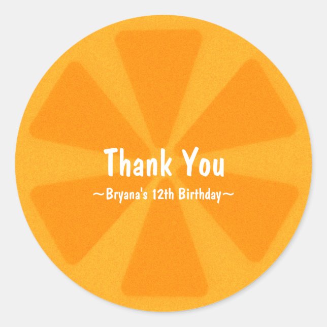 Orange Slice Summer Birthday Party Favour Sticker (Front)