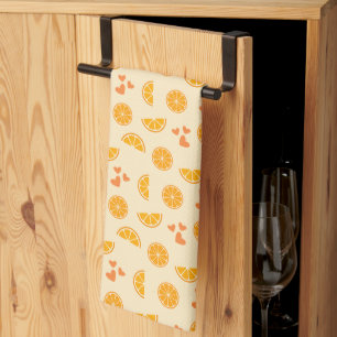Orange Slices and Hearts Tea Towel