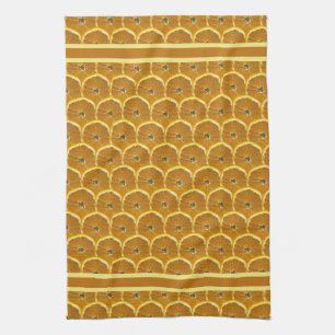 Orange slices fresh fruit pattern tea towel
