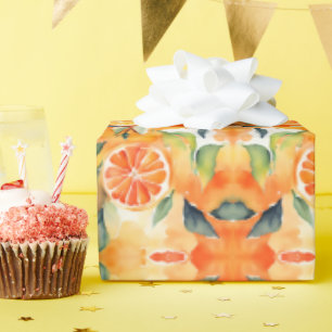 Orange Slices Fresh Watercolor Citrus Design Wrapping Paper
