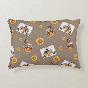 Orange Slices & Honey Pattern Sweet & Citrus Decorative Cushion