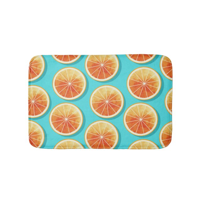 Orange Slices on Blue Bath Mat (Front)