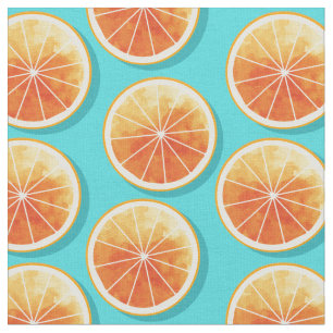 Orange Slices on Blue Fabric