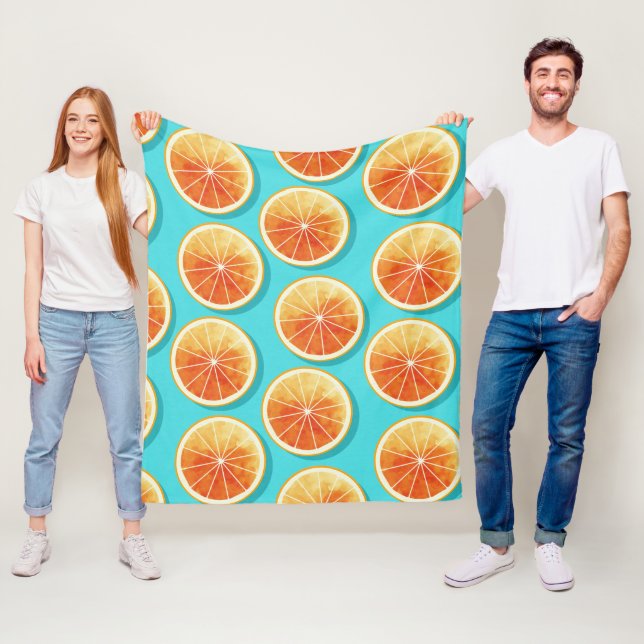 Orange Slices on Blue Fleece Blanket (In Situ)