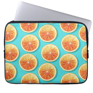 Orange Slices on Blue Laptop Sleeve