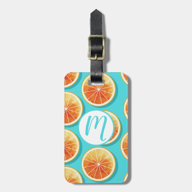 Orange Slices on Blue Luggage Tag (Front Vertical)