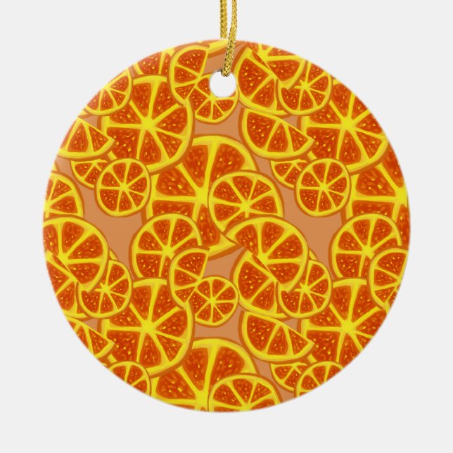 Orange Slices Pattern Ceramic Tree Decoration (Front)