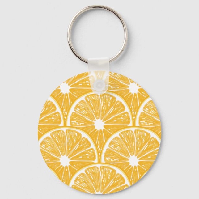 Orange slices, tropical fruit pattern design key ring (Front)