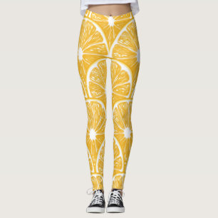 Orange slices, tropical fruit pattern design leggings