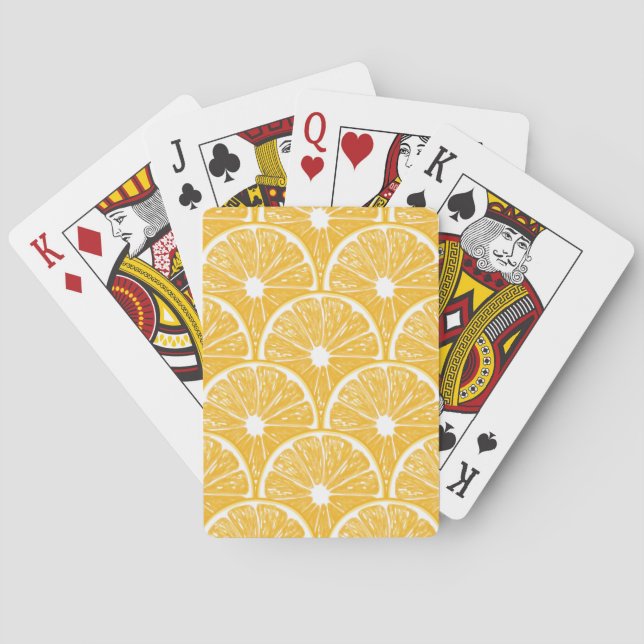 Orange slices, tropical fruit pattern design playing cards (Back)