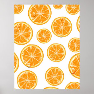 Orange Slices vintage style pattern. Poster