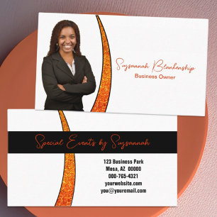 Orange Sliver of Faux Glitter Professional Photo  Business Card