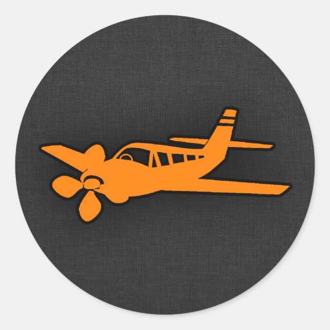 Orange Small Aeroplane Classic Round Sticker (Front)