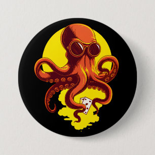 Orange Smart Octopus 7.5 Cm Round Badge