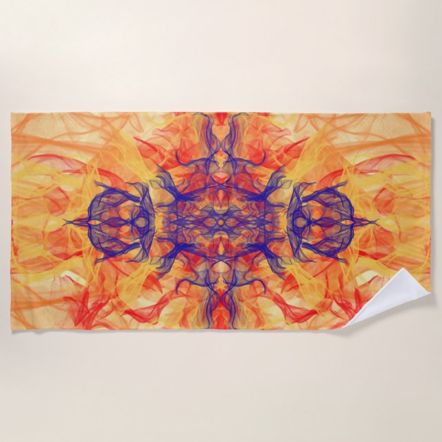 ORANGE SMOKE - Fractal Art - Beach Towel (Front)