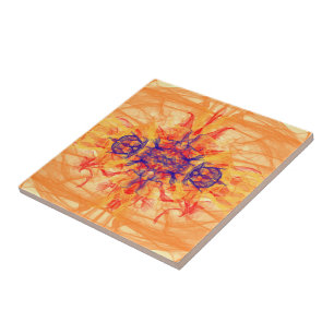 ORANGE SMOKE - Fractal Art - Ceramic Tile