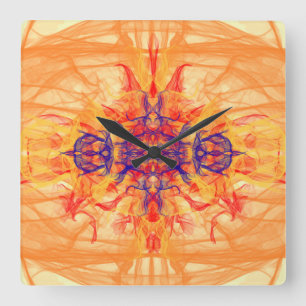 ORANGE SMOKE - Fractal Art - Square Wall Clock