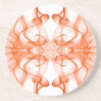 Orange Smoke Symmetrical Minimalist White Coaster