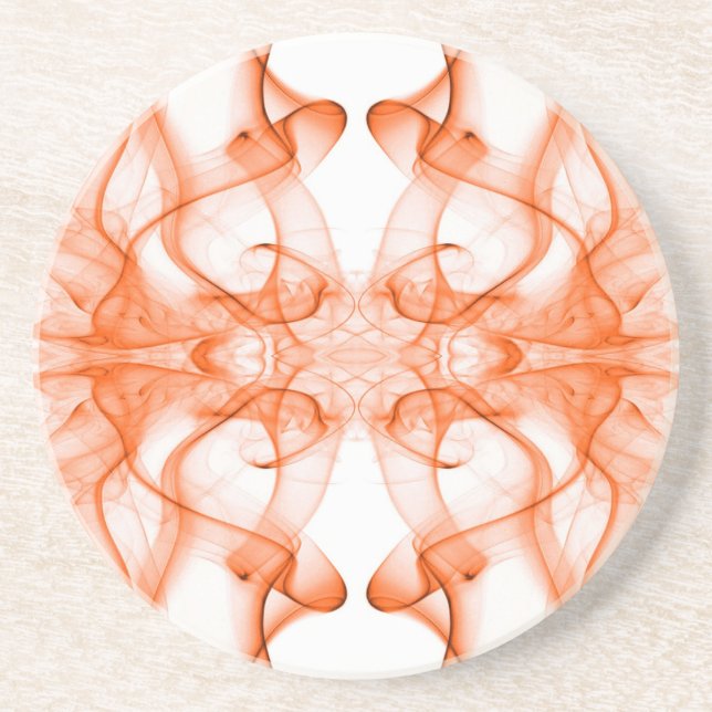 Orange Smoke Symmetrical Minimalist White Coaster (Front)