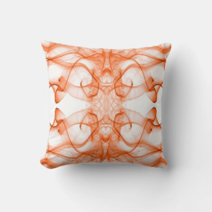 Orange Smoke Symmetrical Minimalist White Cushion