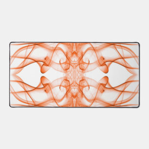 Orange Smoke Symmetrical Minimalist White Desk Mat