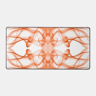Orange Smoke Symmetrical Minimalist White Desk Mat