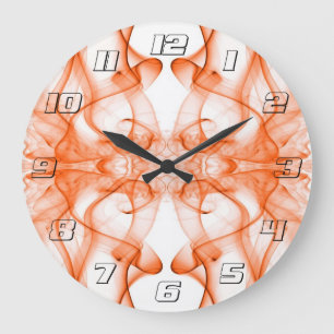 Orange Smoke Symmetrical Minimalist White Large Clock