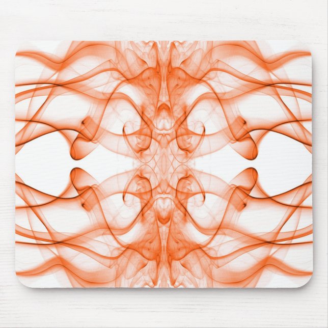 Orange Smoke Symmetrical Minimalist White Mouse Mat (Front)