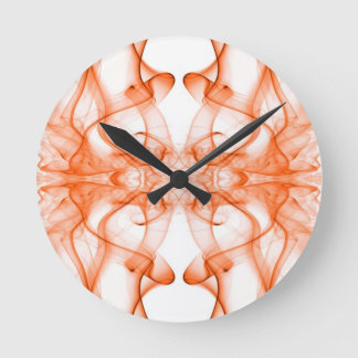 Orange Smoke Symmetrical Minimalist White Round Clock