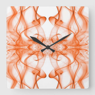 Orange Smoke Symmetrical Minimalist White Square Wall Clock