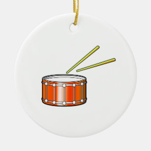 orange snare graphic with sticks ceramic tree decoration