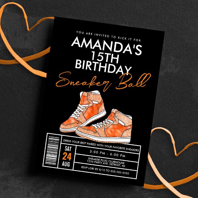 Orange Sneaker Ball Birthday Invitation (Creator Uploaded)