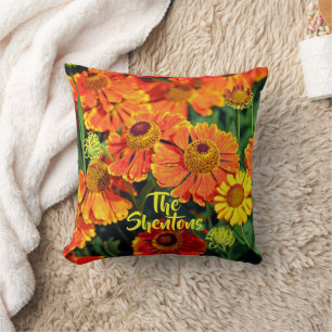 Orange Sneezeweed Helenium Garden Flowers Family Cushion