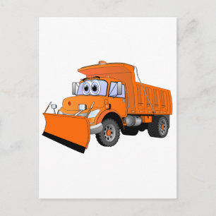 Orange Snow Plough Cartoon Postcard