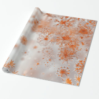 Orange Snowflakes Christmas Wrapping Paper