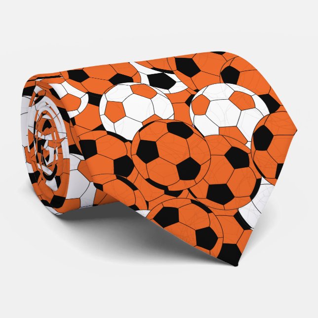 Orange Soccer Ball Collage - Two Side Print Tie (Rolled)