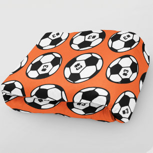Orange Soccer Ball Number Pattern Fleece Blanket