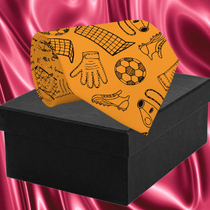 Orange Soccer Equipment Pattern Tie