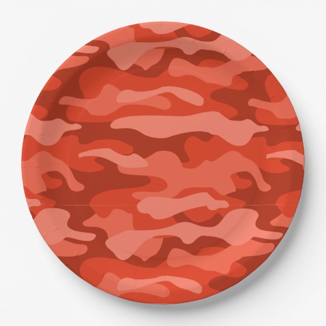 Orange Soda Monocolor Camo Paper Plate (Front)