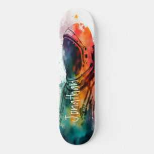 Orange Spaceman theme Skateboard