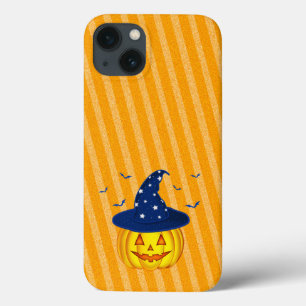 Orange Sparkly Stripes Halloween Pumpkin iPhone 13 Case