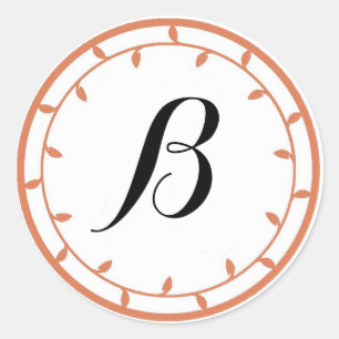 Orange Spice Coloured Monogram Stickers