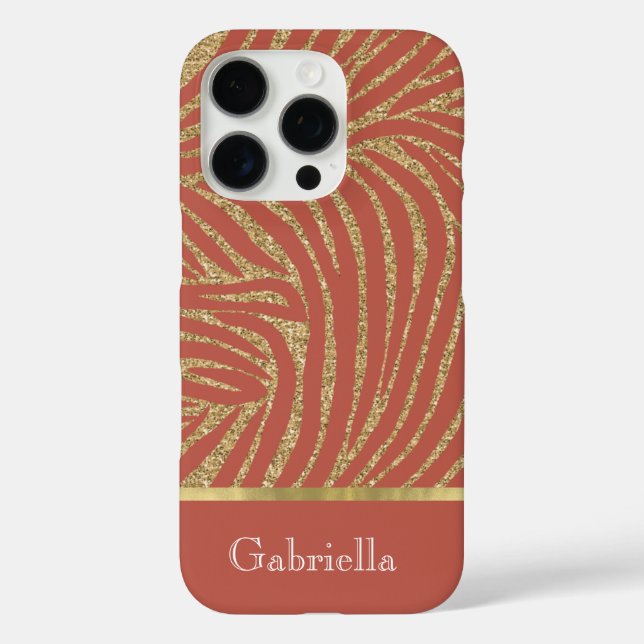 Orange Spice Gold Glitter Zebra   Case-Mate iPhone Case (Back)
