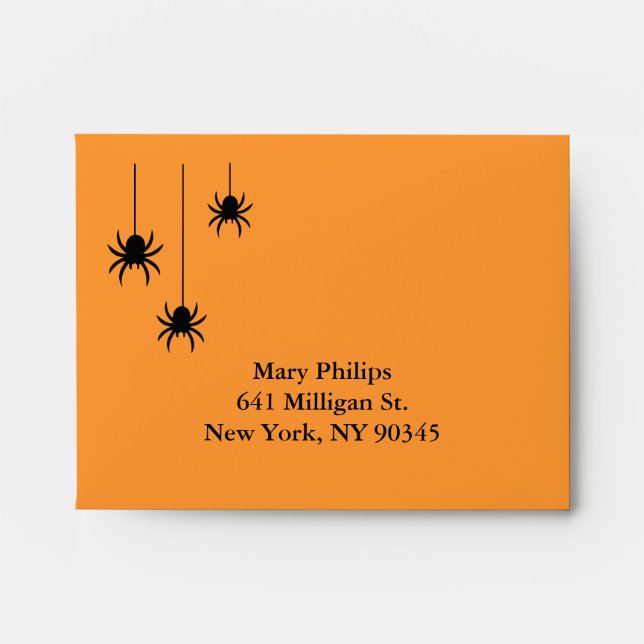 Orange Spiders and Lace RSVP Envelope (Front)