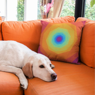 Orange Spiral With Blue Centre Cushion