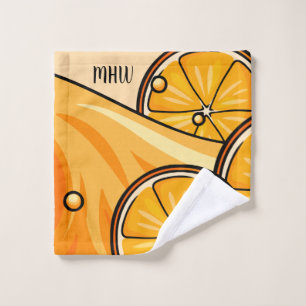 Orange Splash custom monogram wash cloth