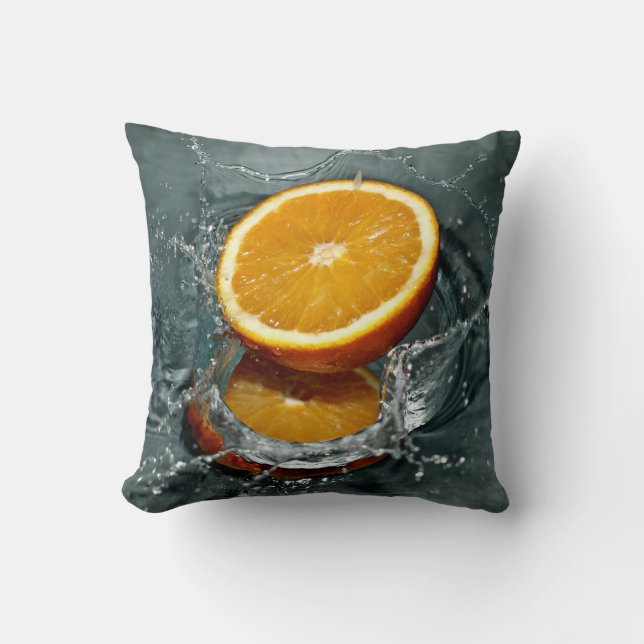 Orange Splash custom throw pillow (Front)